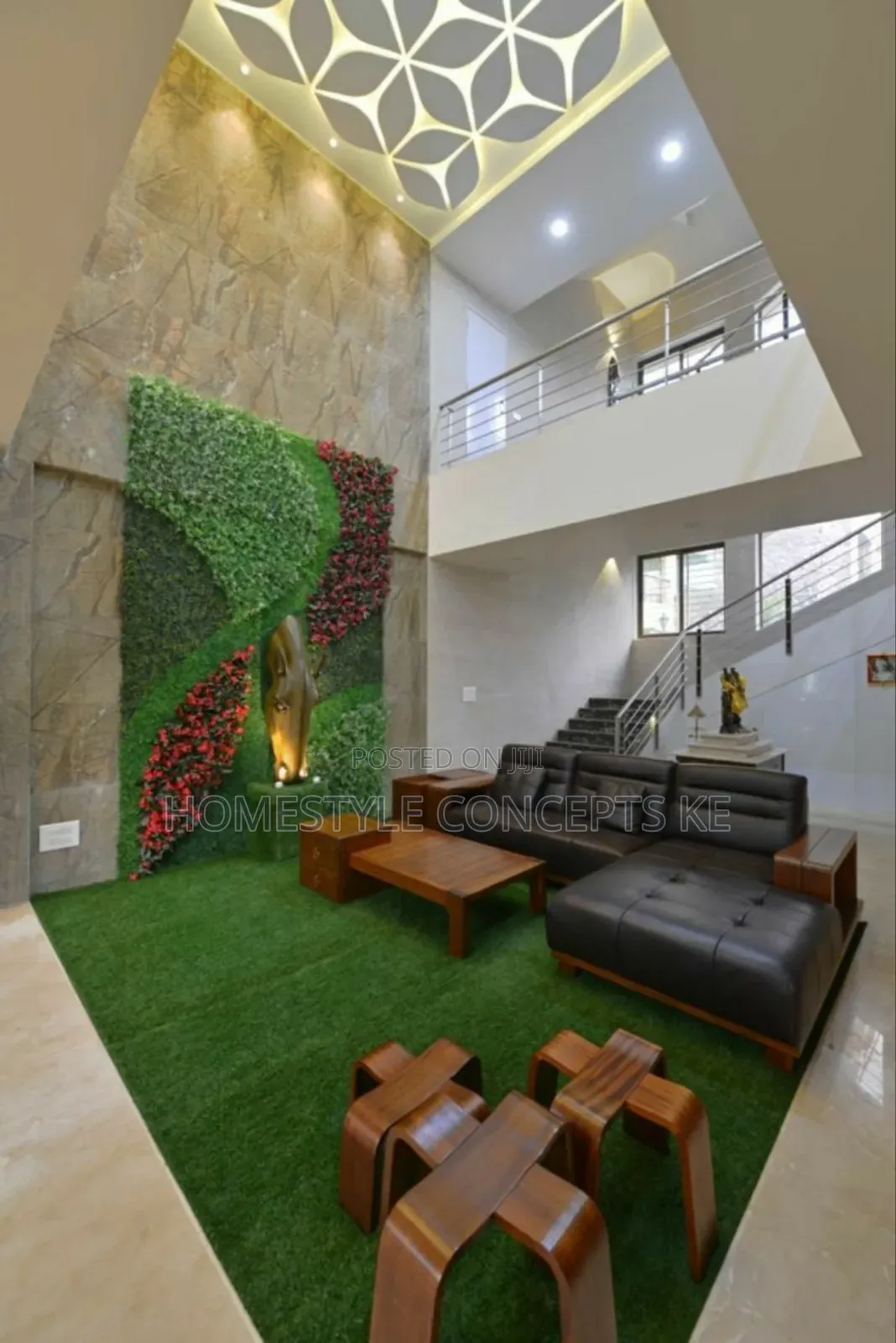 Green Vertical Wall Flower Grass Artificial Turfgrass