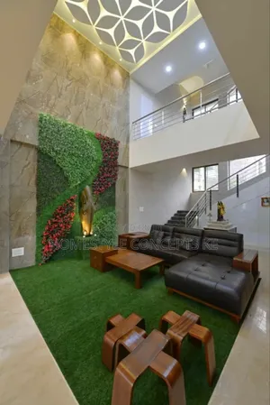 Green Vertical Wall Flower Grass Artificial Turfgrass