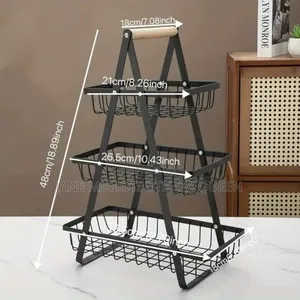 Versatile Space Metallic 3 Layer Triangular Fruit Rack *