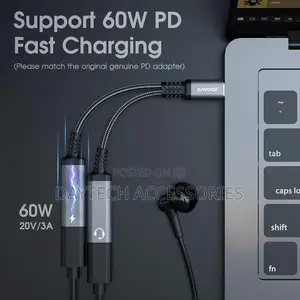 2-in-1 Dual Type C Cable Adapter With Pd 60w Fast Charging.