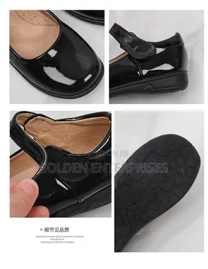 Quality Wetlook Black Girls School Shoes 26-40