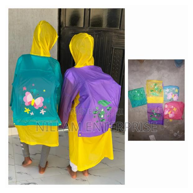 Light PVC Child/Kids Hooded Schoolbag Rain Coat,