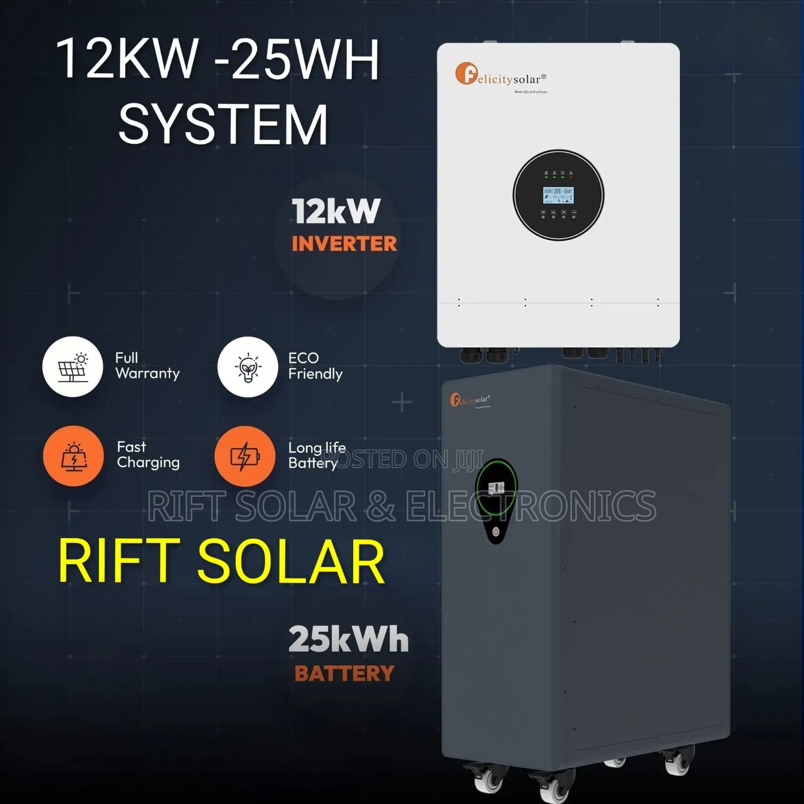 New 12kw Hybrid MPPT Inverter - 25wh Lithium Ion Heavy Duty Battery