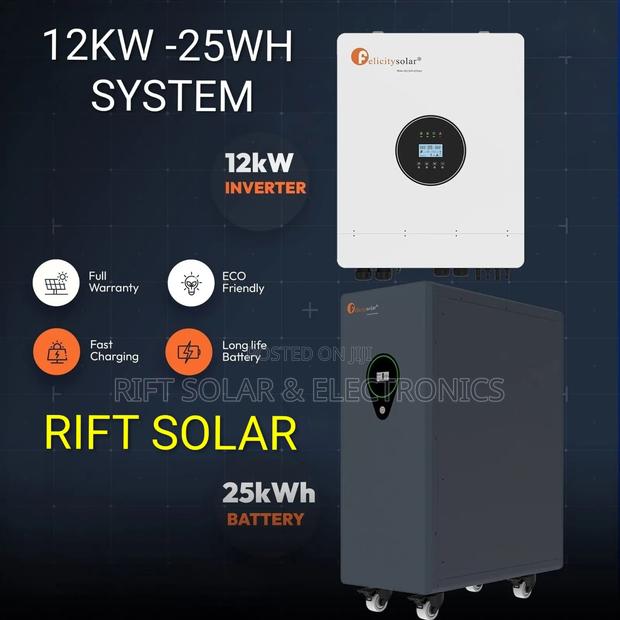 New 12kw Hybrid MPPT Inverter - 25wh Lithium Ion Heavy Duty Battery