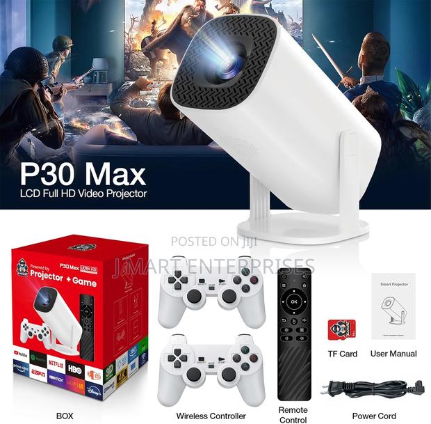 Projector With 2 Gamepads Android 11 Wifi6 Bt Home Theater Office