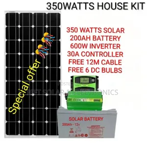 350 Watts Solar - 200ah Battery - 600w Inverter - 30a Controller Kit