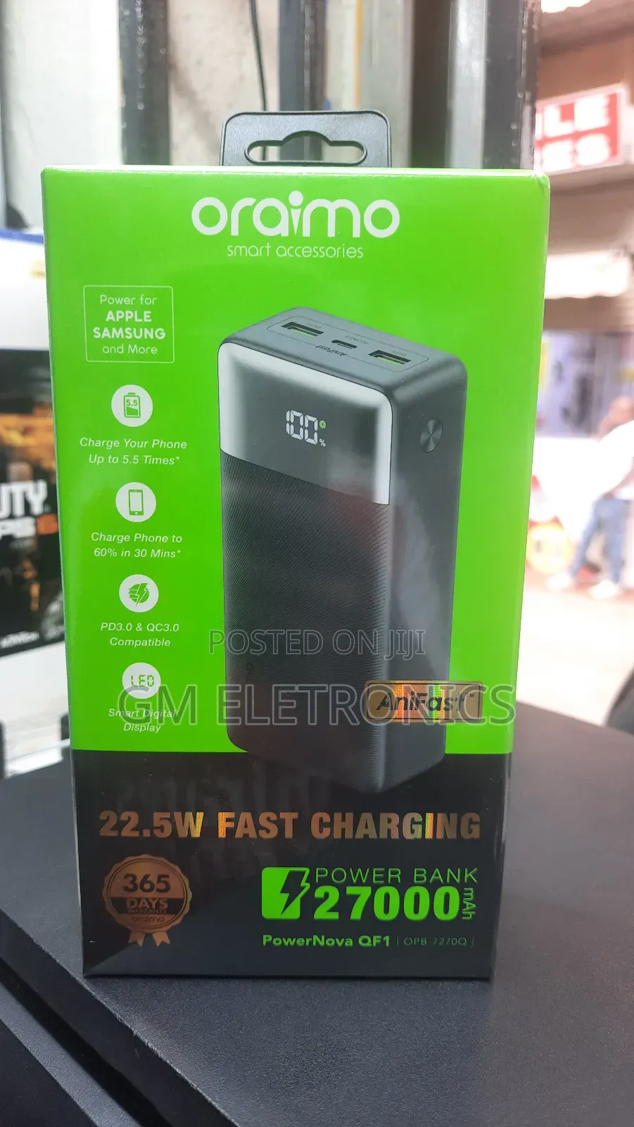 27000mah Powenovaqf1 22.5watt Fast Charge Power Bank.