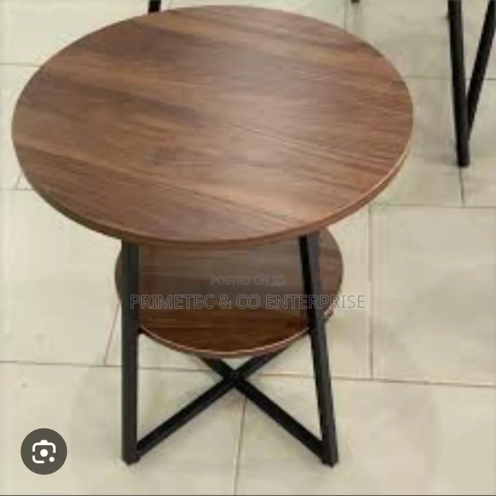 2 Layer Round 3 Legged Metal Frame Table Size
