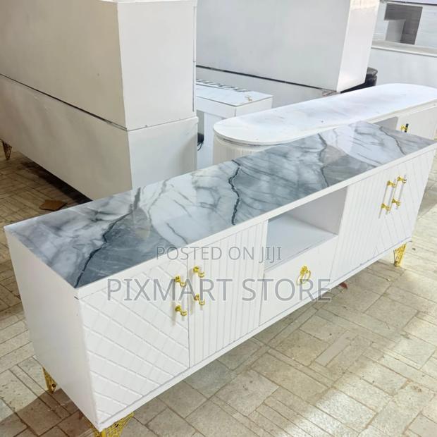 Modern 5.5ft Executive Tv Stand With Marble Top – Stylish Durable