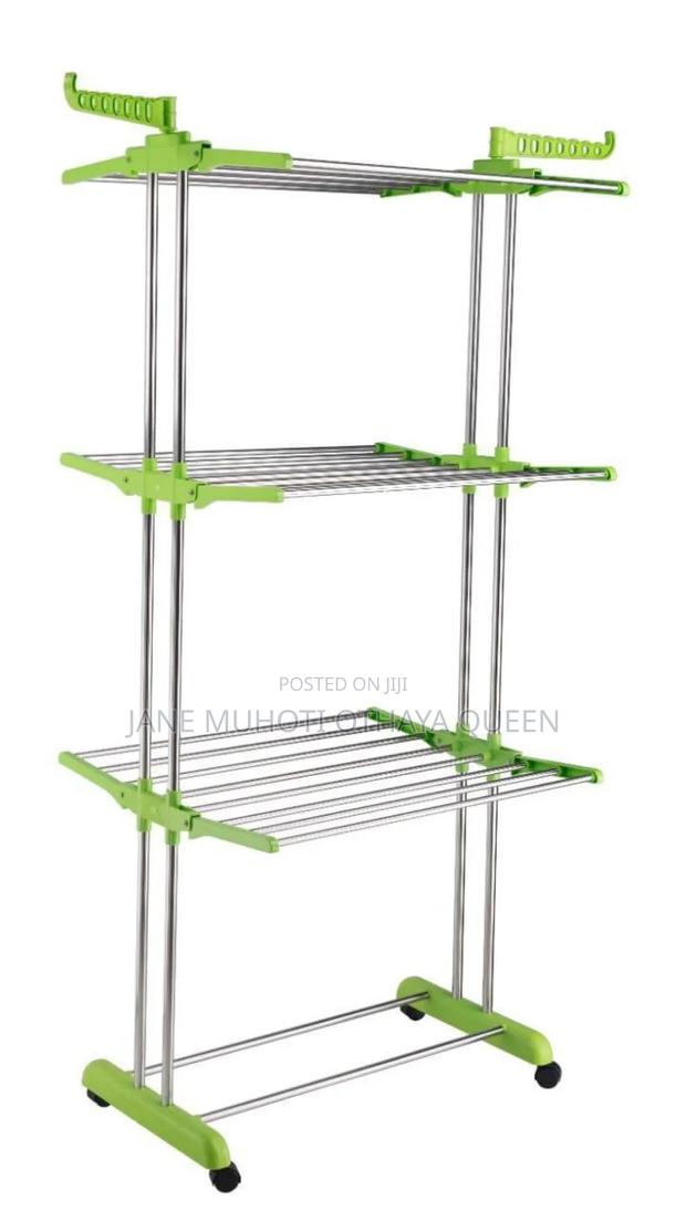 Multifunctional Adjustable Metal Folding 3 Tier Drying Cloth Rack