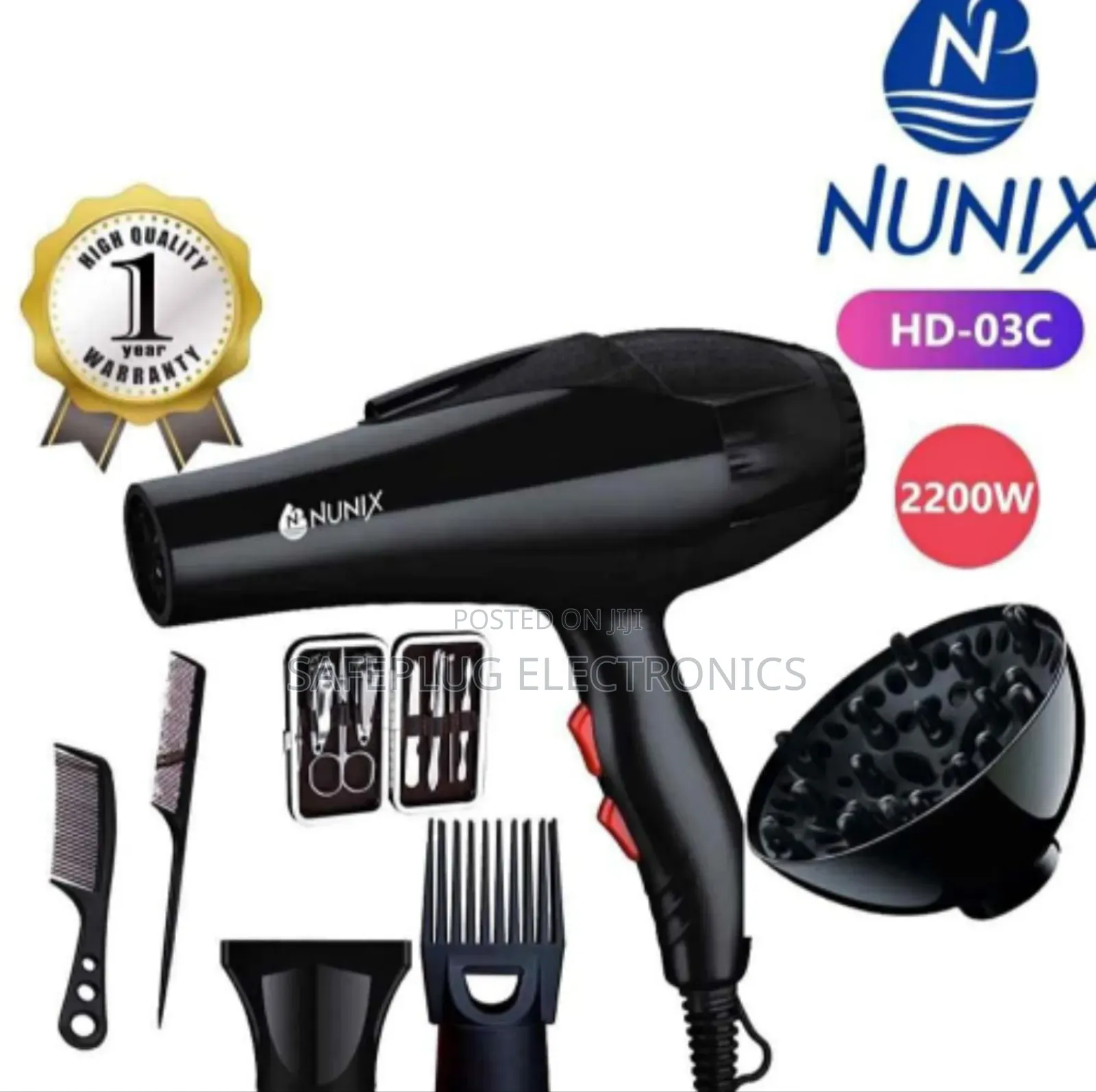 Nunix Hd-03c Ionic Hair Dryer - Frizz Control Silky