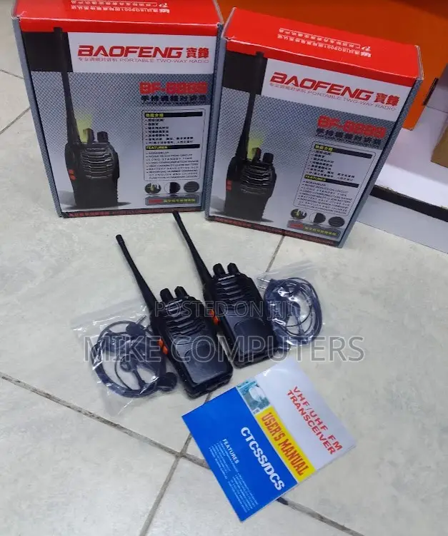 Baofeng Bf-888s Walkie Talkie Portable Radio 5km Range Battery- A Pair