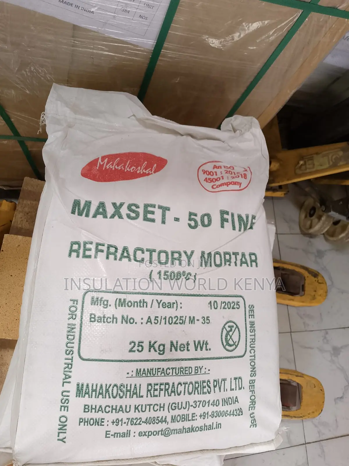 1500°C High-Temperature Refractory Mortar - 25kgs Bag