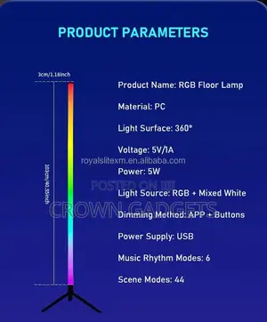 Modern Rgb Corner Floor Standing Lamp With App Control