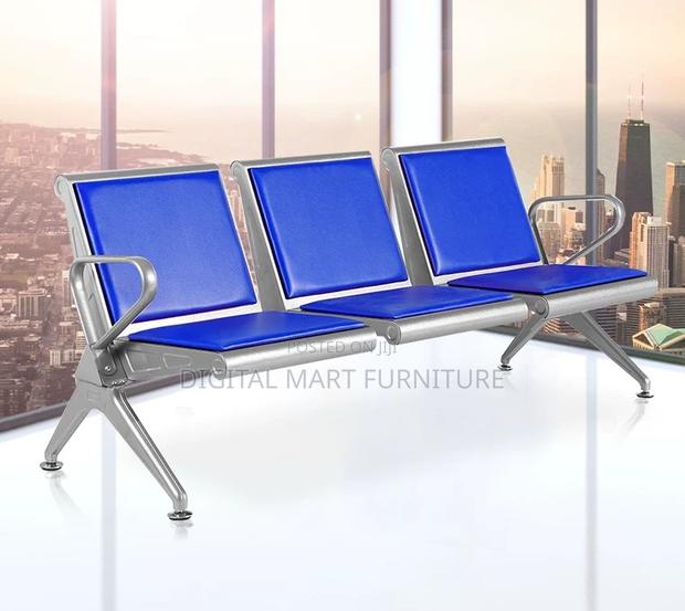 Blue Leather Lobby Reception Sofa - thumbnail 2