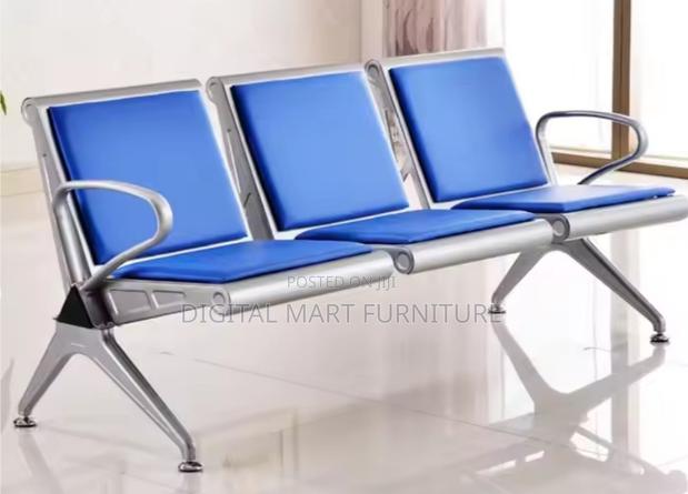 Blue Leather Lobby Reception Sofa - thumbnail 3