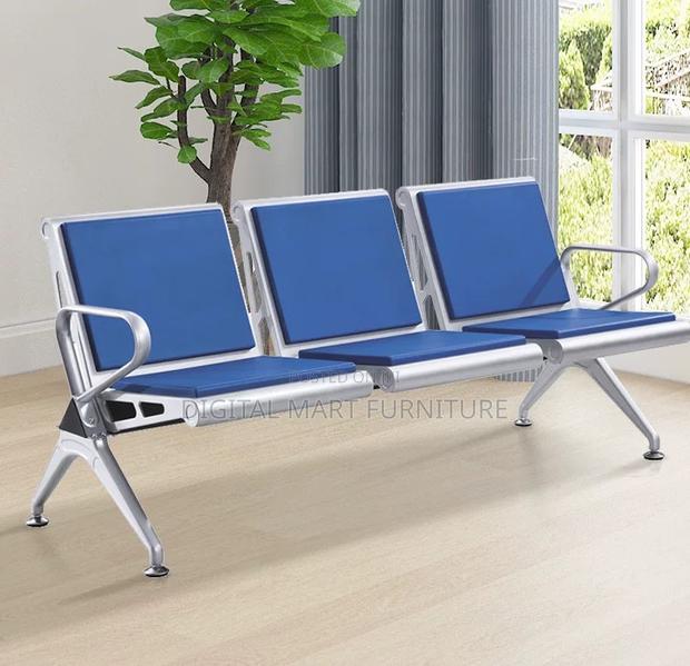 Blue Leather Lobby Reception Sofa - thumbnail 4