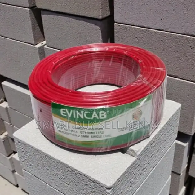 Evin Durable Flexible Red 2.5mm 90m PVC Coated Wiring Electrical Cable