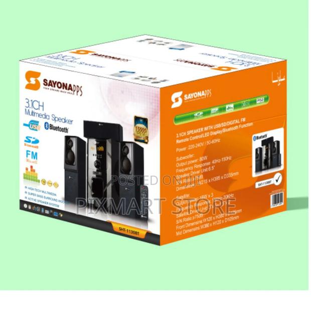 Sayona 3.1ch Subwoofer SHT 1130bt – 15000w Pmpo Multimedia Speaker
