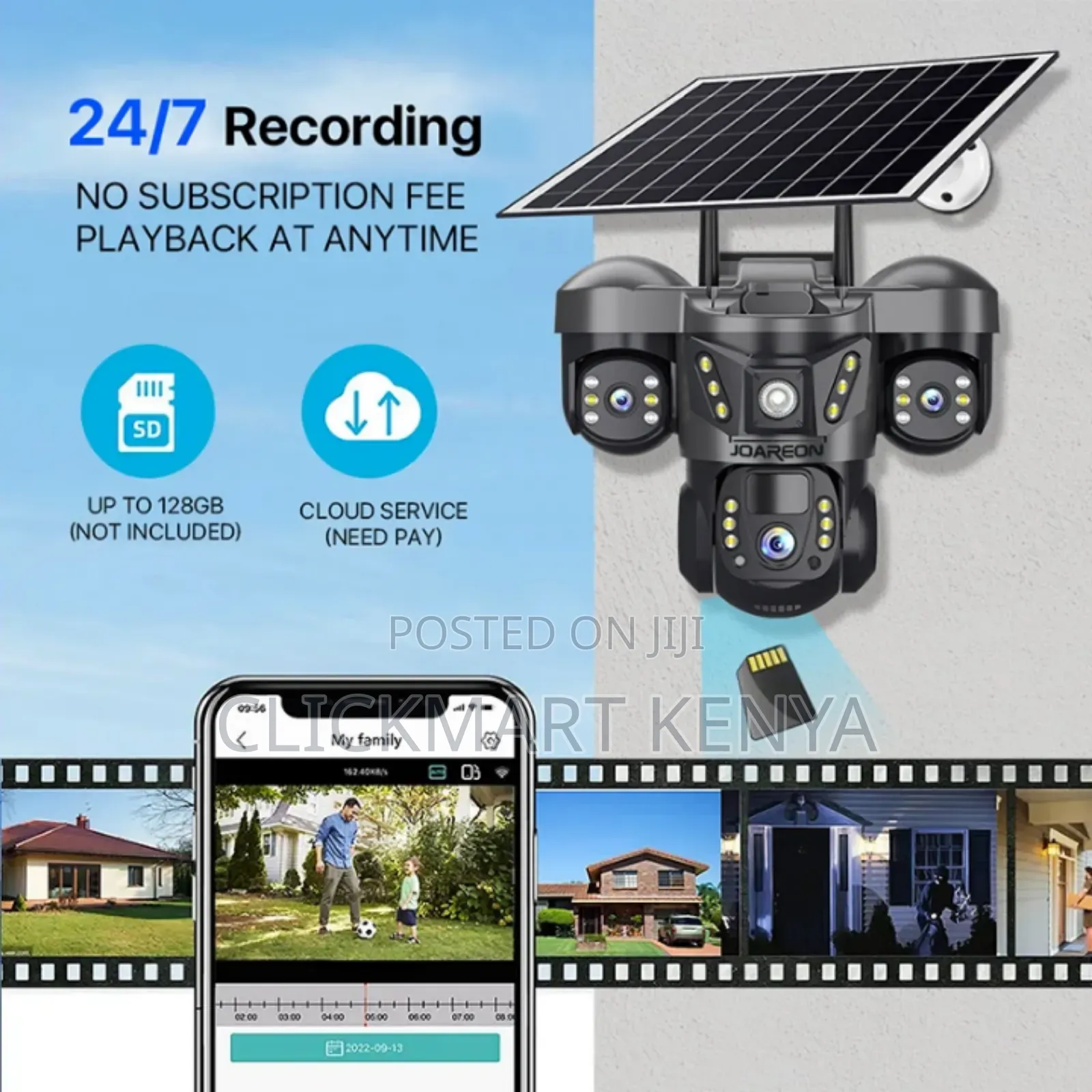 Solar CCTV Camera Triple Lens Simcard 4g CCTV Camera