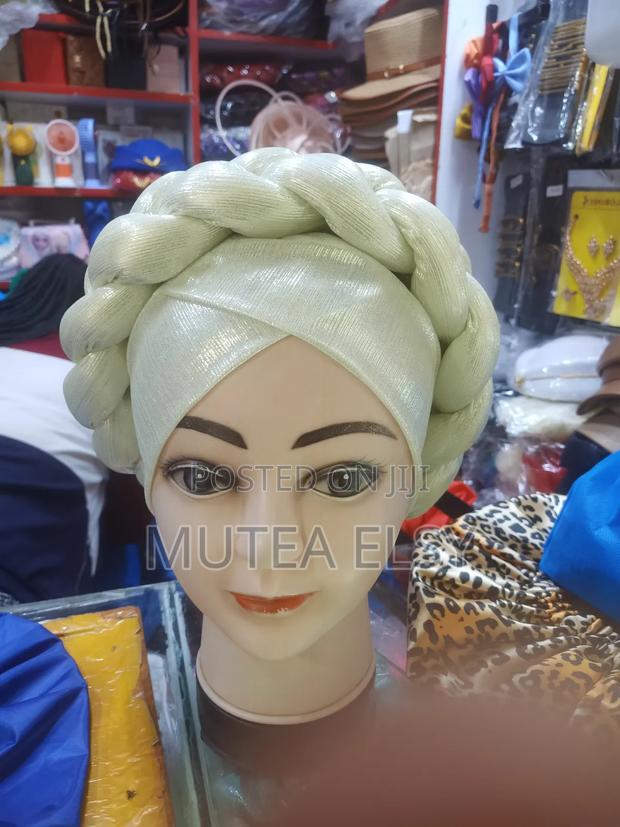 White Cream Ladies Quality Turban - thumbnail 2