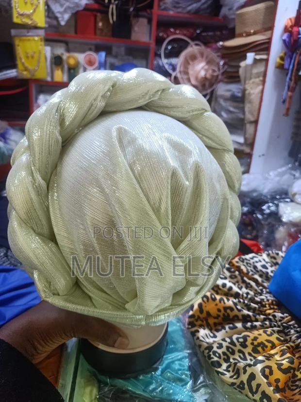 White Cream Ladies Quality Turban - thumbnail 3