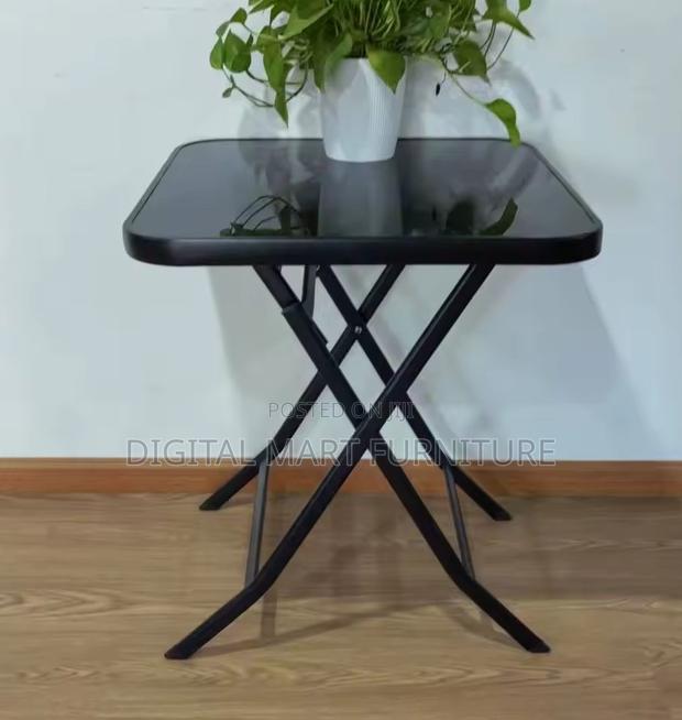 Foldable Black Table With Collapsible Legs
