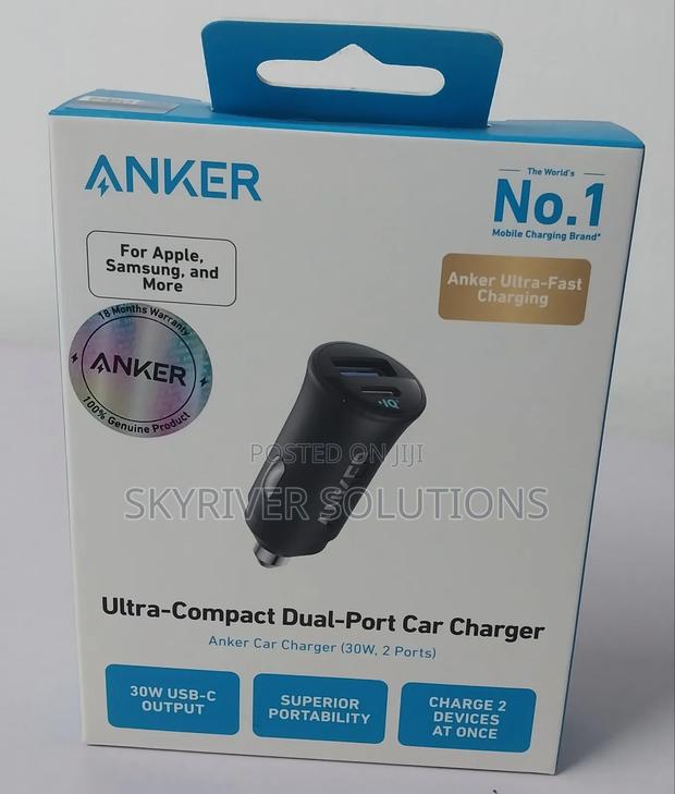 Anker Ultra-Compact Dual Port Car Charger 30w Usb-C