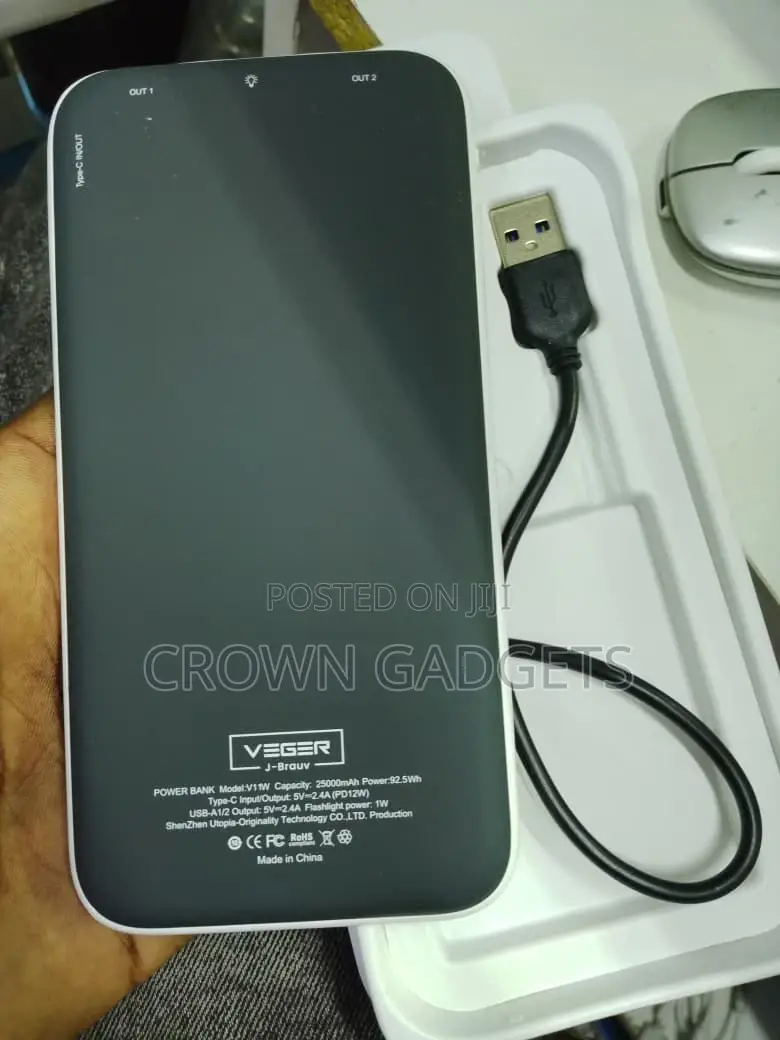Veger V11w High Capacity Power Bank 25000mah Fast Charge