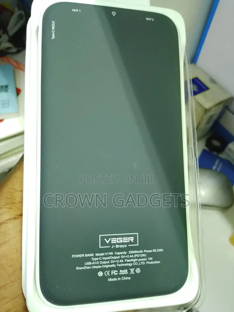 Veger V11w High Capacity Power Bank 25000mah Fast Charge