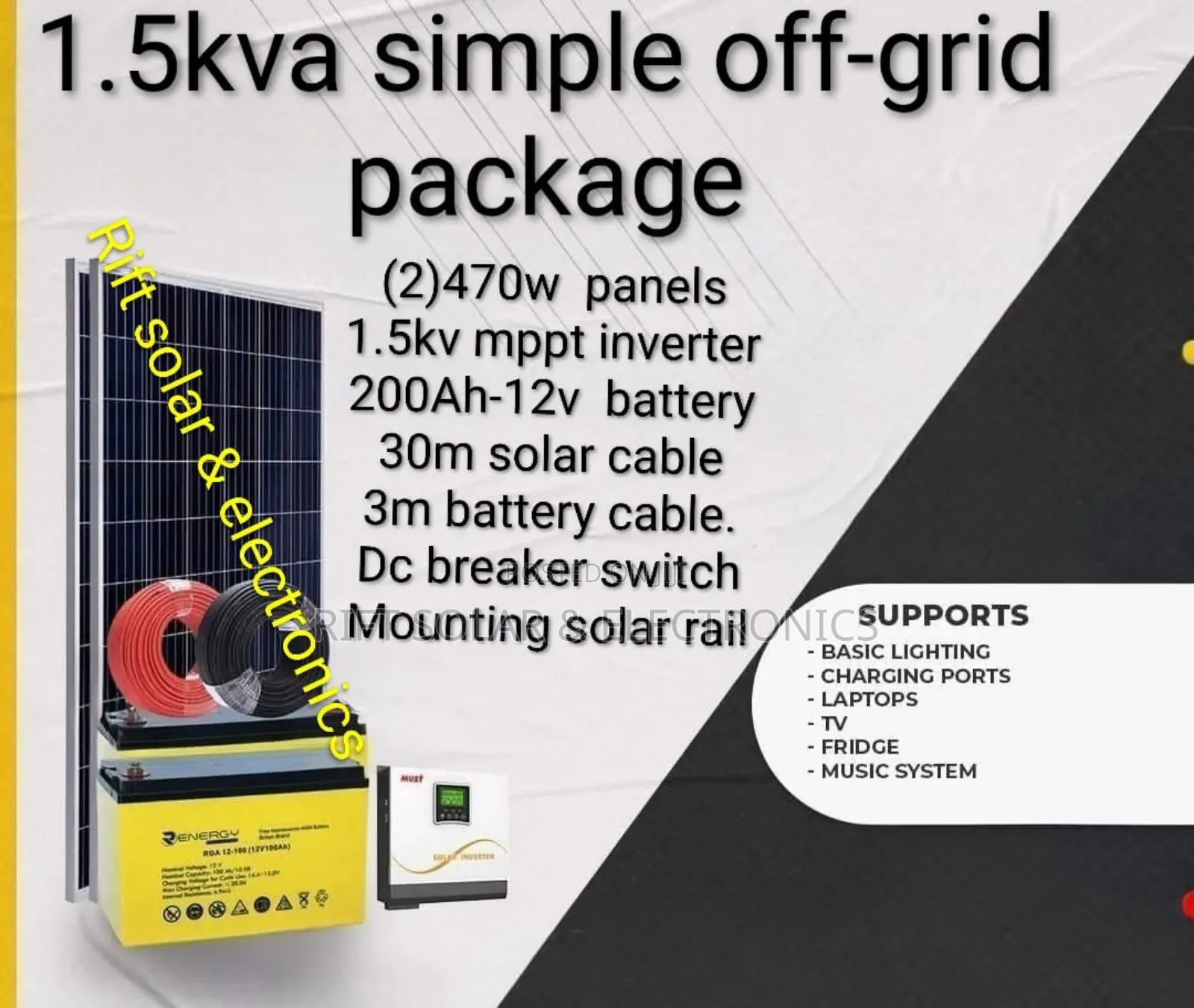Pay on Delivery Offer 1.5kva House Simple Off-Grid Solar Package