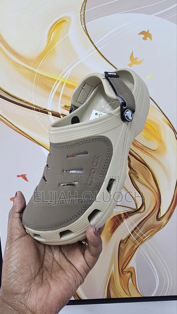 Quality Leather Crocs Classic Clog Sandals Light Brown, Khaki - main view