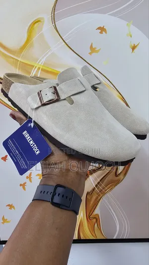 Original Birkenstock Boston Classic Taupe Suede Clogs - Beige