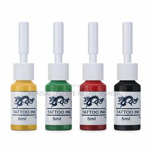 5ml Tattoo Ink Set – Black, Red, Green Yellow Color Bottles - thumbnail 2