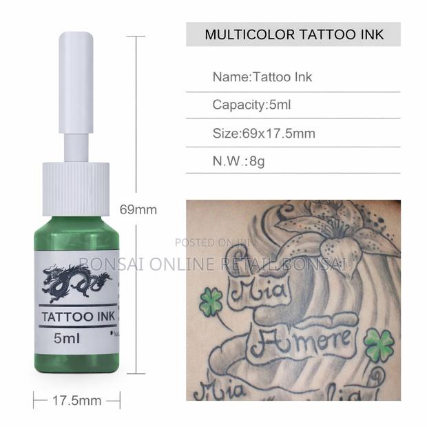 5ml Tattoo Ink Set – Black, Red, Green Yellow Color Bottles - thumbnail 3