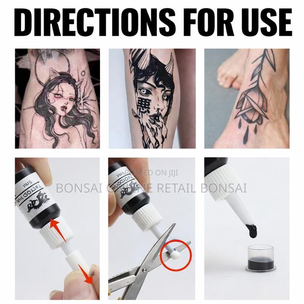 5ml Tattoo Ink Set – Black, Red, Green Yellow Color Bottles - thumbnail 4