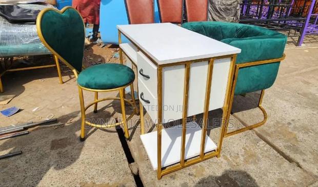 Modern White and Gold Manicure Table and Chair Set