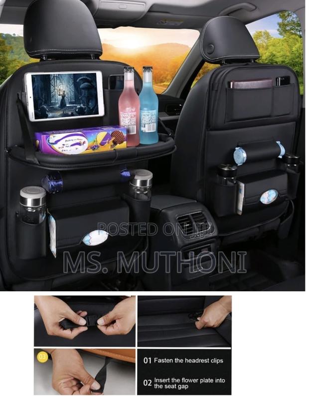 Single Piece Multifunctional Car Back Seat Storage Bag W/ Dinning Tray - main view