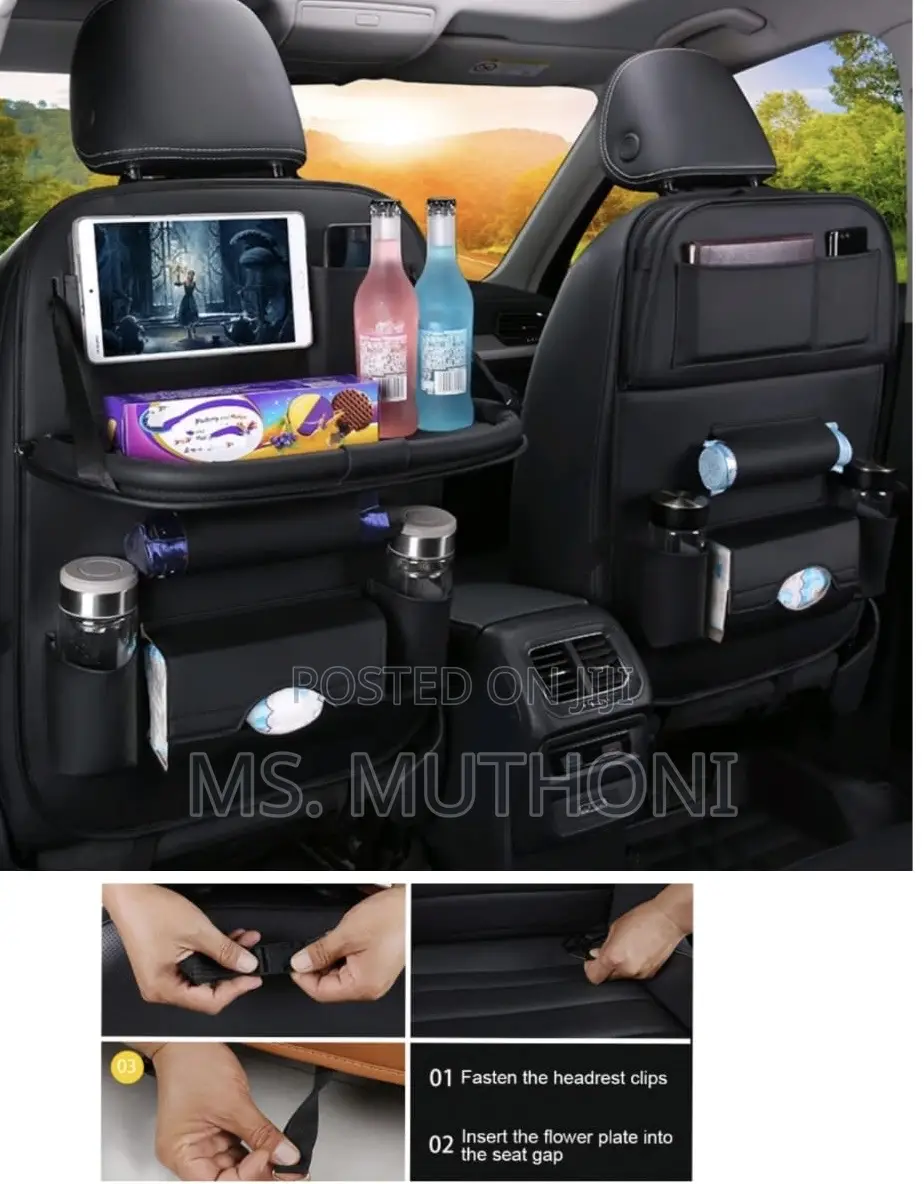 Single Piece Multifunctional Car Back Seat Storage Bag W/ Dinning Tray