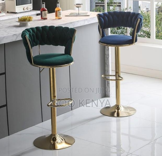 Home Bar Stool; High-End Velvet Adjustable Boutique Swivel Bar Chair