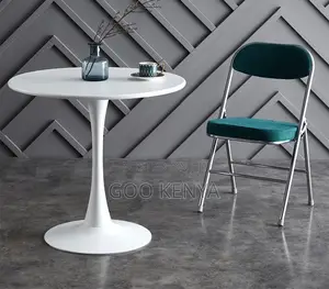 Home Table; Modern White Marble Top Metal Dining Table for Outdoor Use