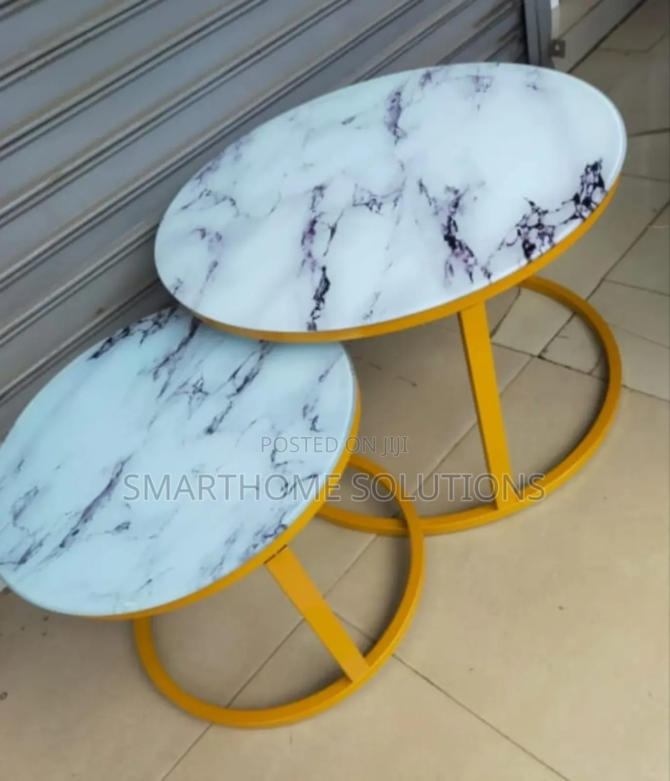 2 In 1marble Nesting Coffee Table (Glass Effect) White