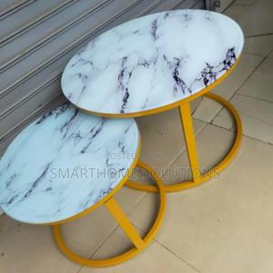 2 In 1marble Nesting Coffee Table (Glass Effect) - main view