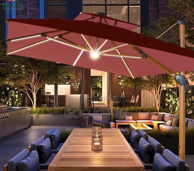 Home Shade;Heavy-Duty Aluminum Garden Umbrella With Solar-Powered Leds