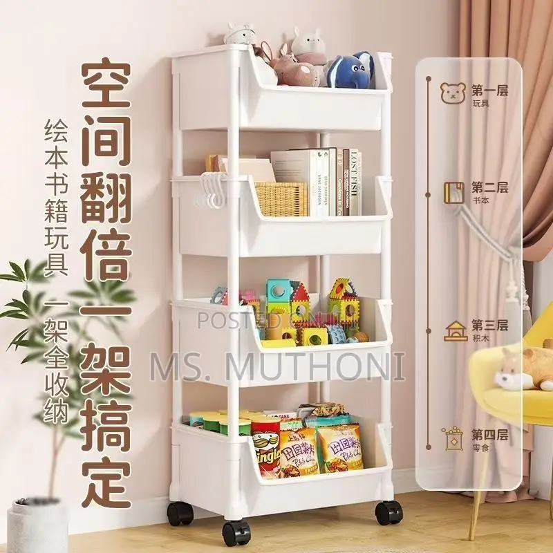4-Layer Trolley Bookshelf / Kitchen Storage Rack