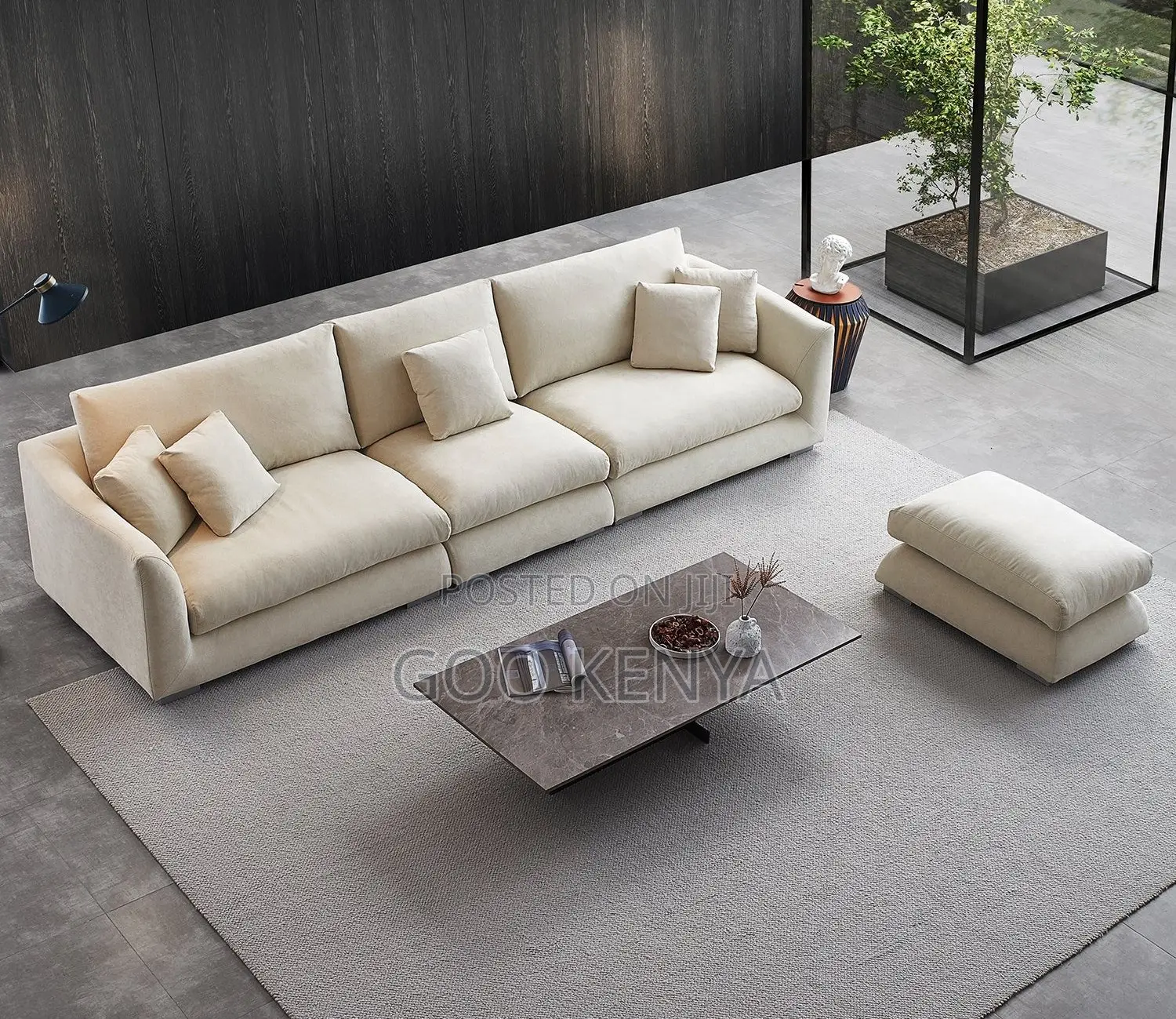 Home Sofa; Modern Modular Linen Sectional Couch for Three Persons