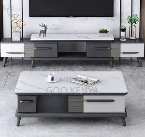 Home Tv Table Set; Vintage Modern Wooden Tv Table Set With Storage