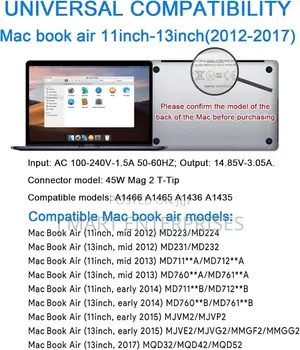 Mac Book Air Charger,Replacement for 45w T-Tip Power Adapter