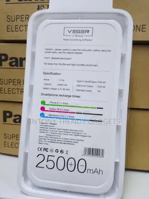 Veger Mah Power Bank High Capacity Fast Charging Portable Charger