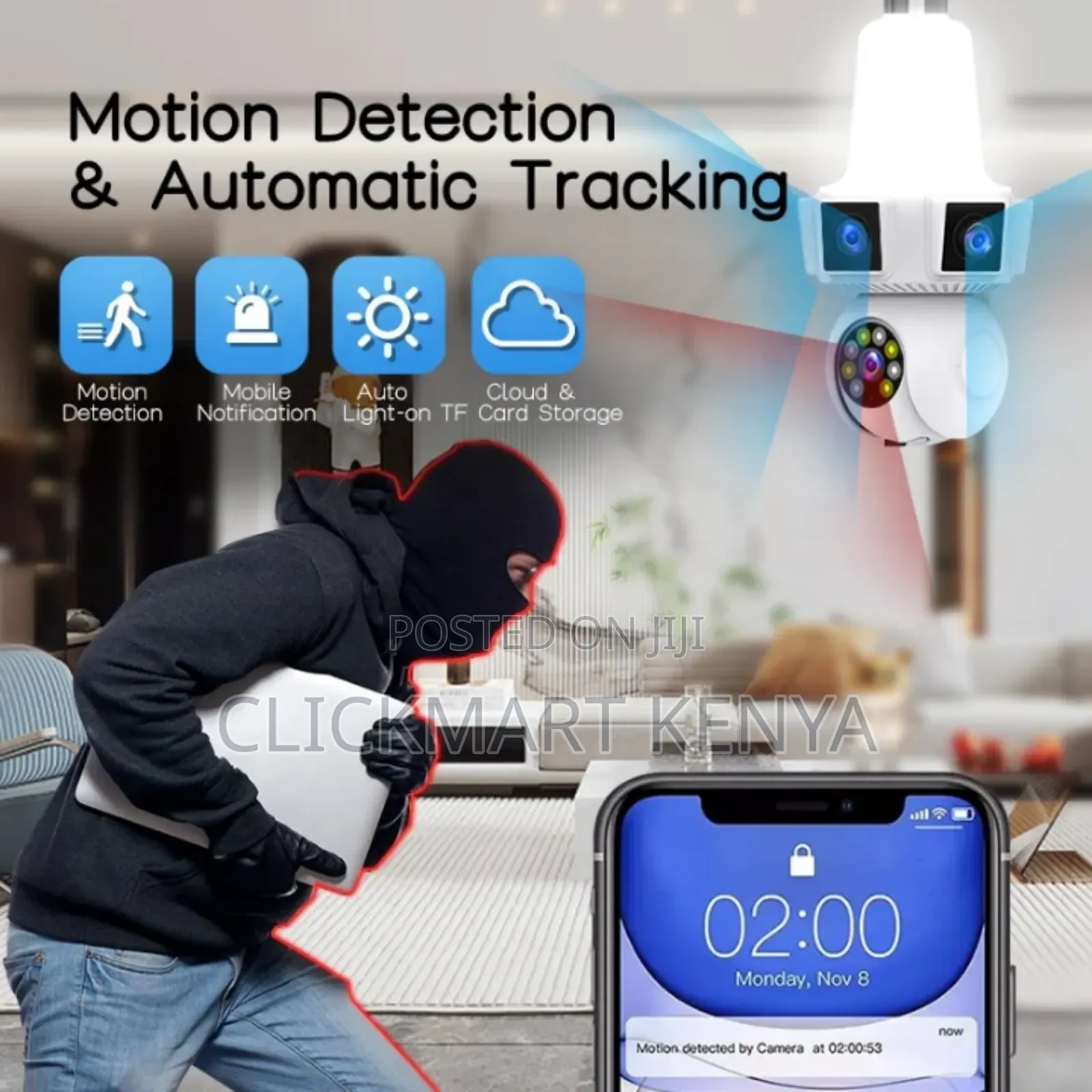 Triple Lens CCTV Camera Home Surveillance CCTV Camera